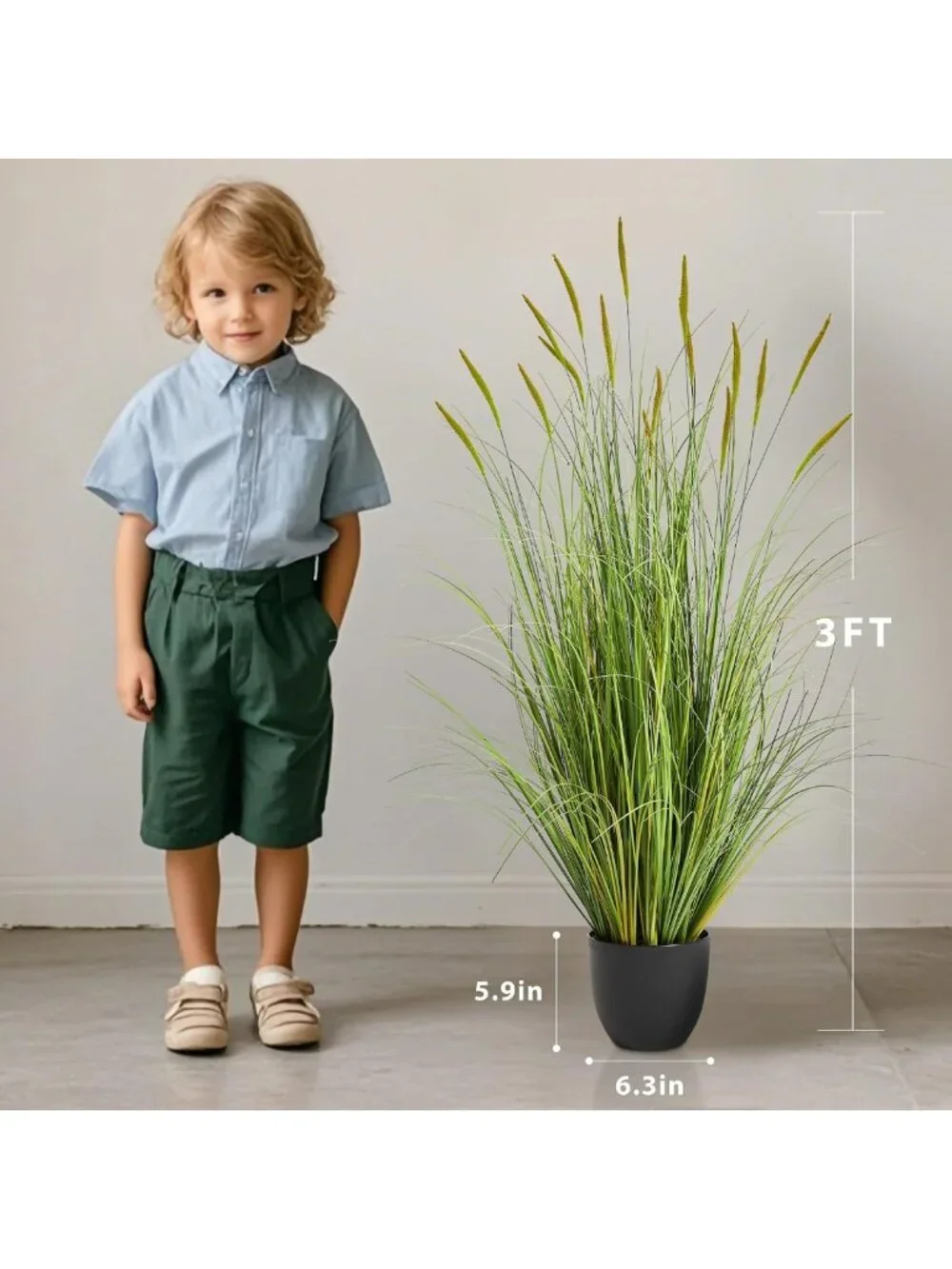 3ft Artificial Cattail & Onion Grass Floor Plant - Indoor/Outdoor Decor, Gift